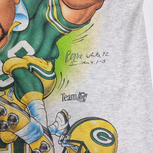 Vintage Reggie White Green Bay Packers Shirt Xplosion Caricature 1994 Size Large - Picture 6 of 14